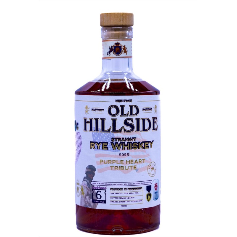 Old Hillside Straight Rye Purple Heart Tribute 6 Year Old Whiskey