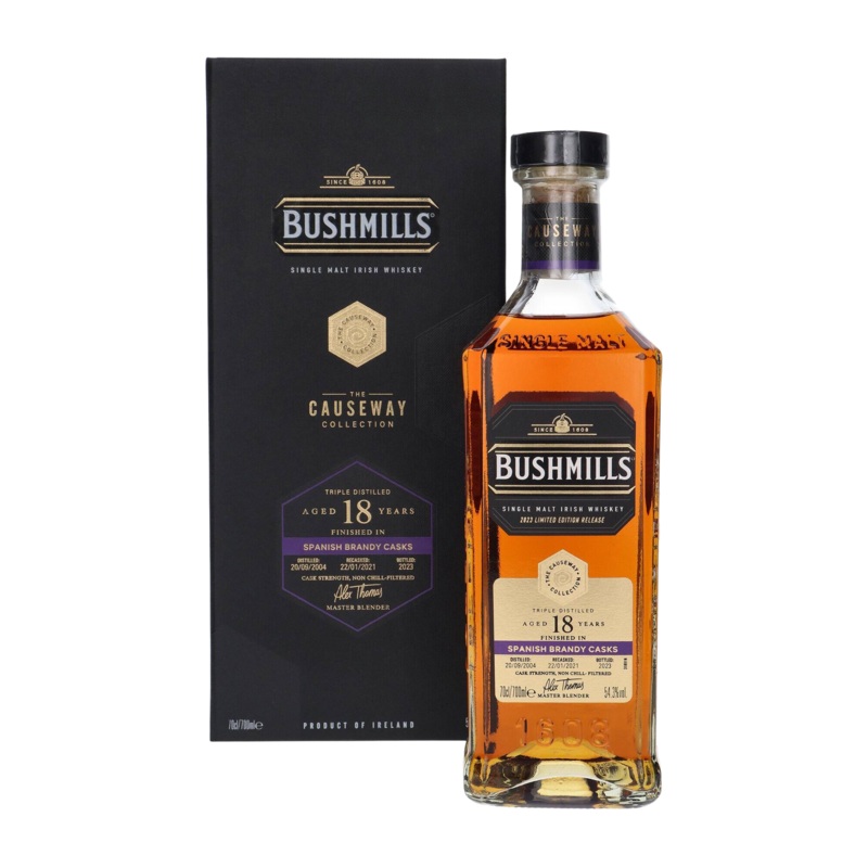 Bushmills 18 Year Old (D.2004, B.2023) Causeway Collection, Brandy Casks Whiskey | 700ML