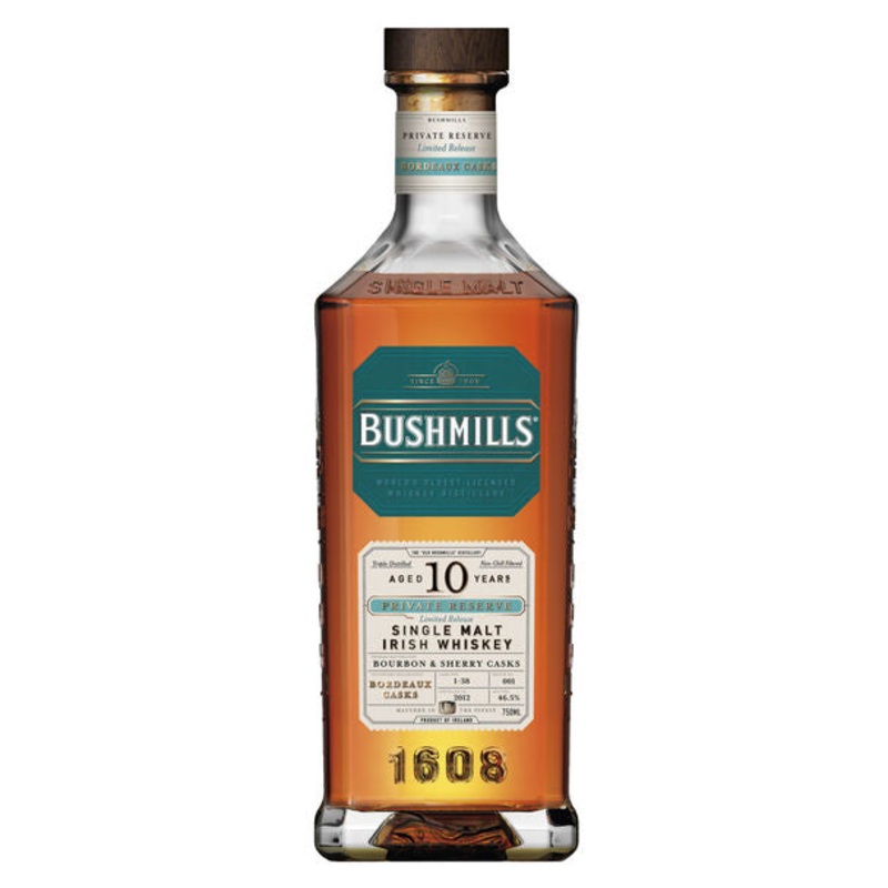 Bushmills Private Reserve Limited Release 10 Year Old Bordeaux Cask Single Malt Irish Whiskey