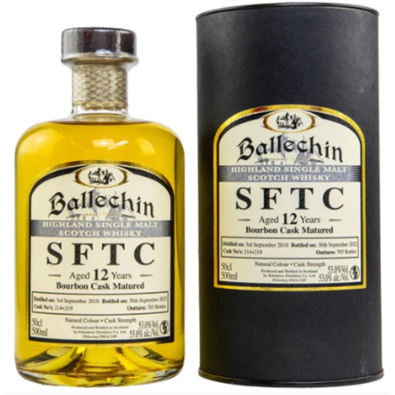 Ballechin 12 Year Old Straight from the Cask Bourbon #214+219 Single Malt Scotch Whisky | 500ML