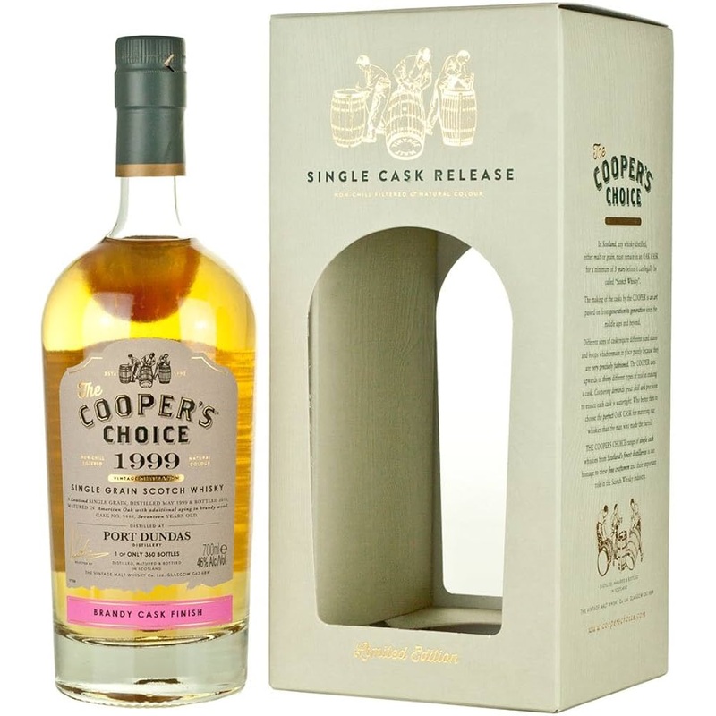 Port Dundas Cooper's Choice Brandy Cask Finished 1999 17 Year Old Whisky | 700ML