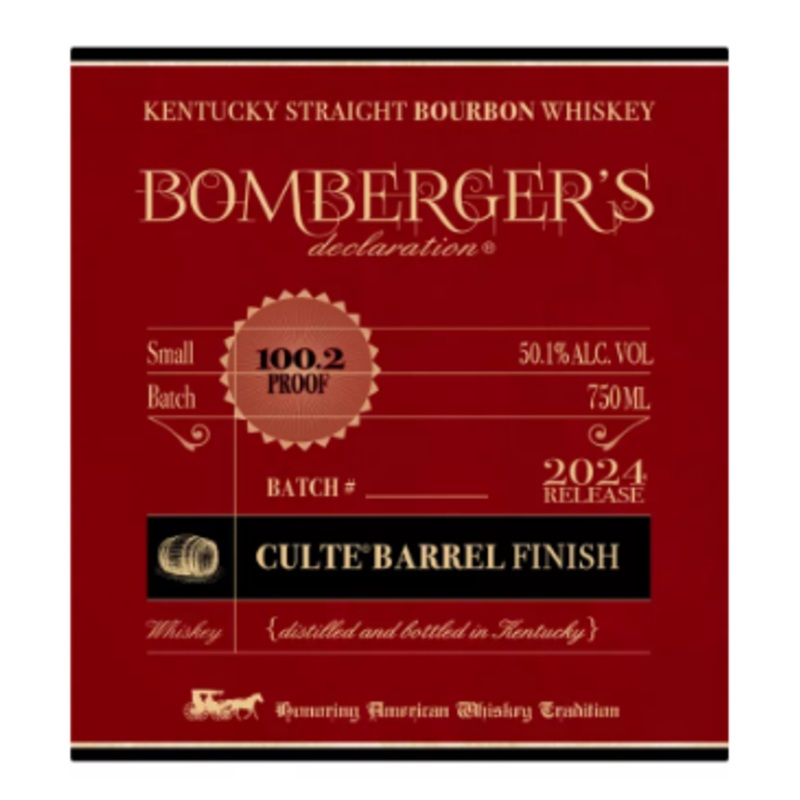 Bombergers Declaration 2024 Release Culte Barrel Finish Bourbon Whisky